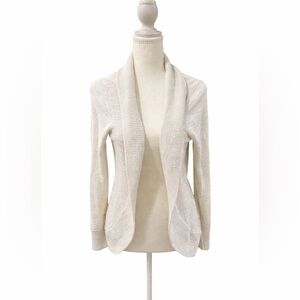 Lilly Pulitzer Open Front Cardigan Size Large Ivory Knit Shawl Collar